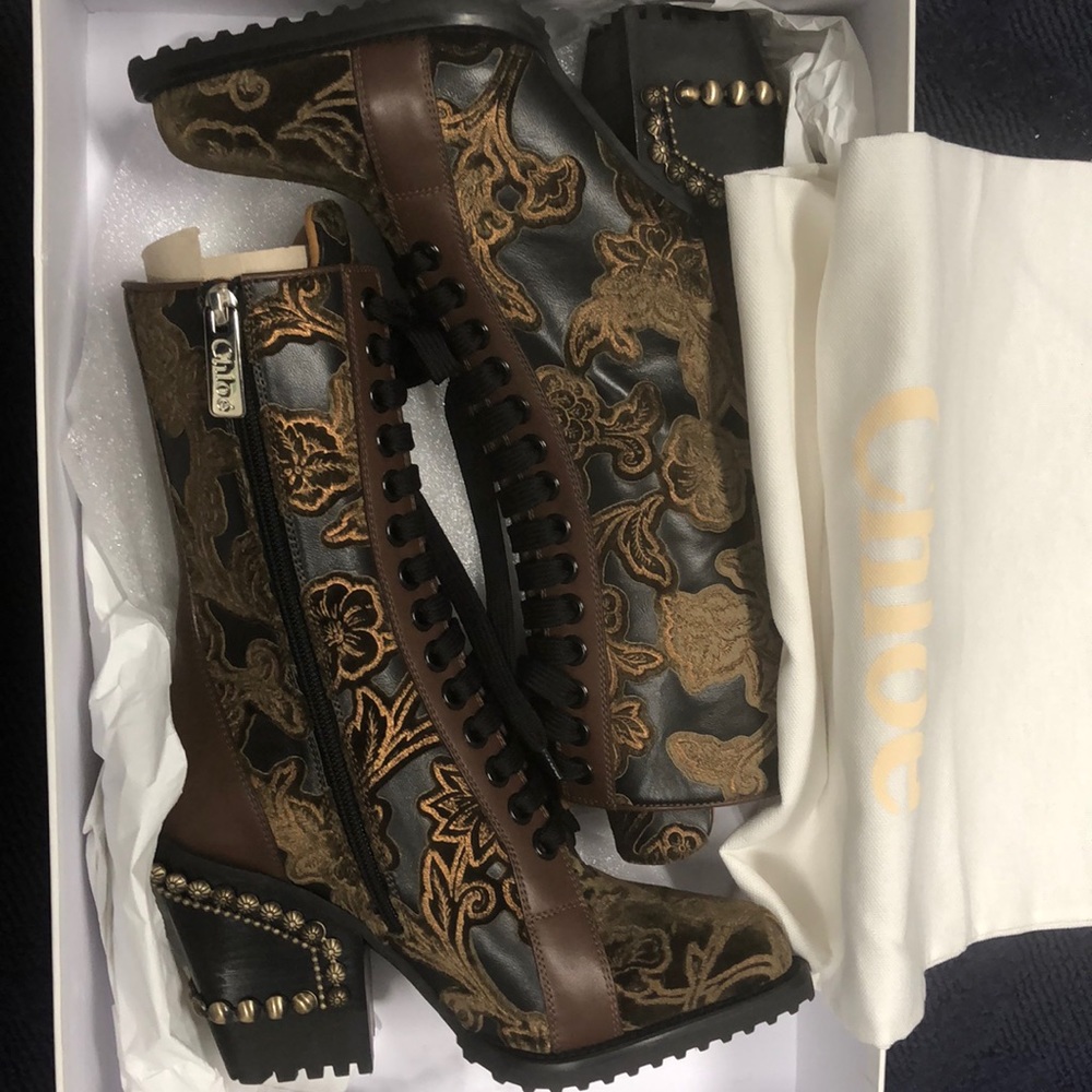 Chloe Baroque Rylee Boots size 37 - Picture 2 of 3